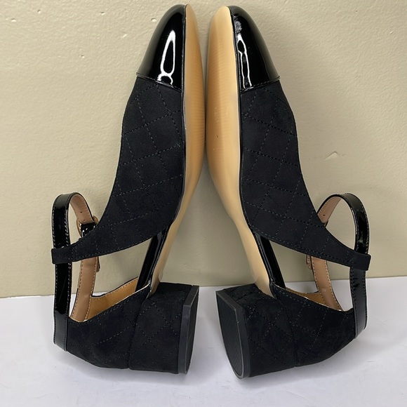 CAUNBEILY Mary Jane pumps Black Chunky Low Heel Ankle Strap Square Toe NWOT  8 - Picture 5 of 14
